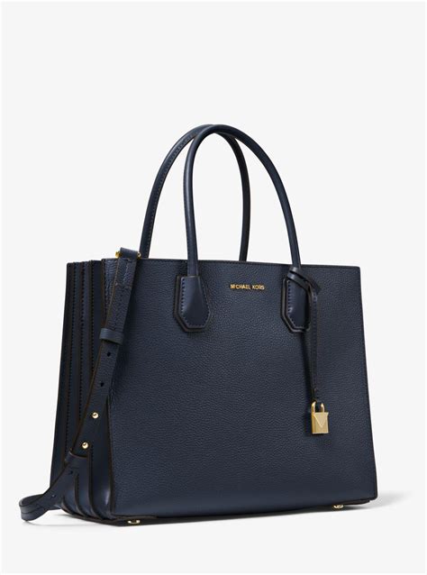 michael kors large tote mercer embossed leather tile blue|Michael Kors mercer large.